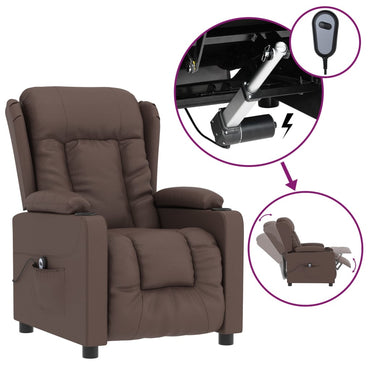 vidaXL Fauteuil inclinable électrique marron cuir artificiel