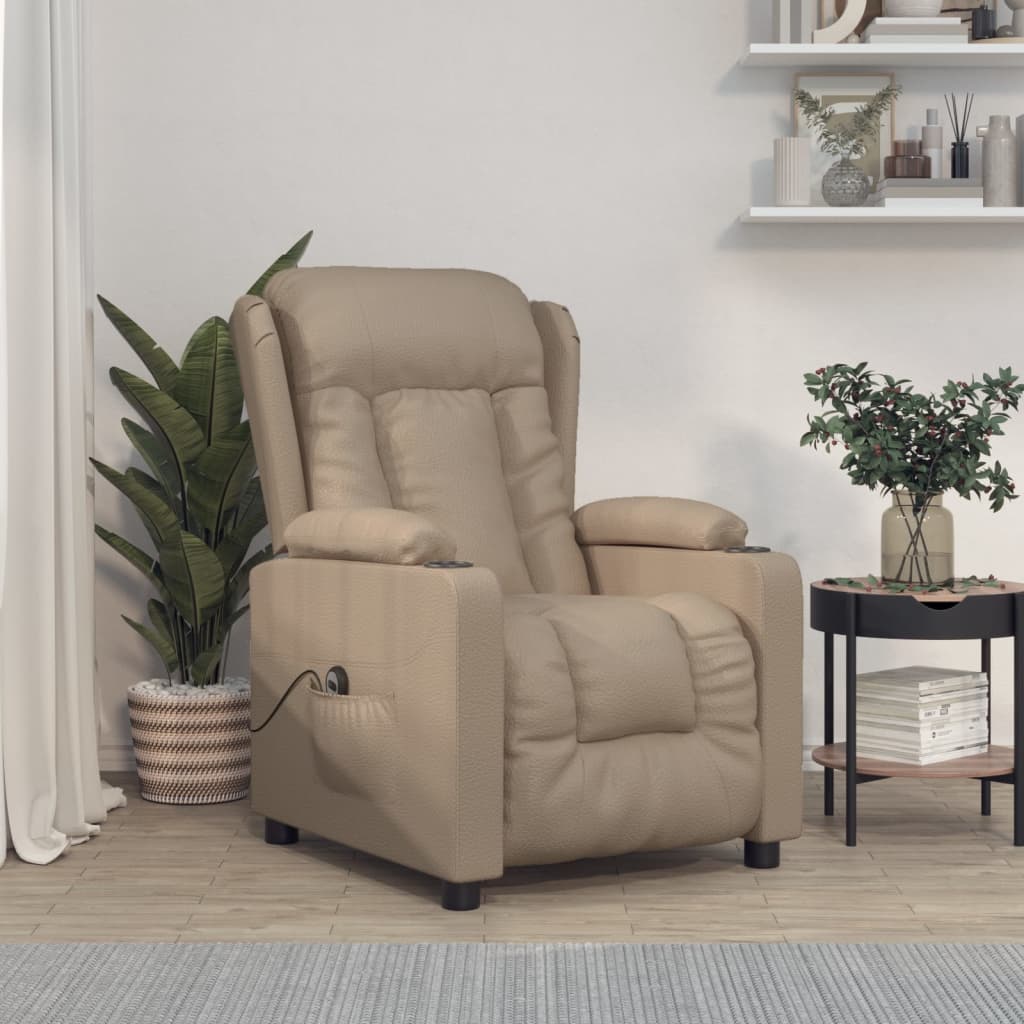 vidaXL Fauteuil de relaxation électrique, marron cappuccino, similicuir