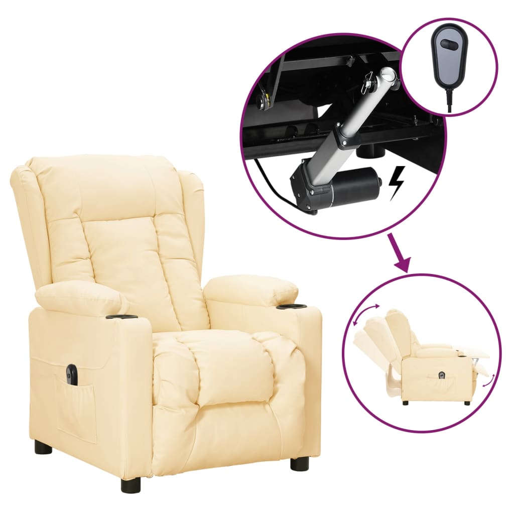 vidaXL Relaxsessel Elektrisch Creme Kunstleder