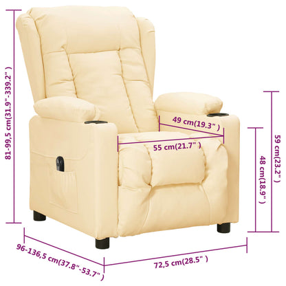 vidaXL Relaxsessel Elektrisch Creme Kunstleder
