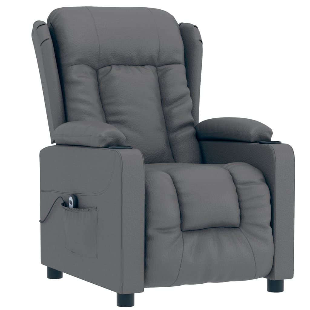vidaXL Fauteuil relax électrique gris en similicuir