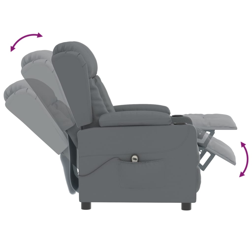 vidaXL Fauteuil relax électrique gris en similicuir