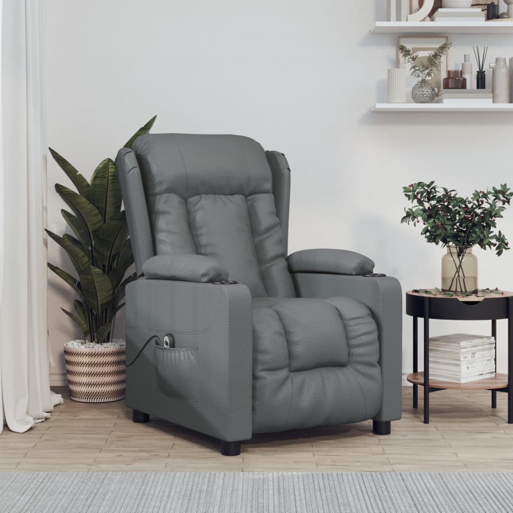 vidaXL Fauteuil relax électrique gris en similicuir