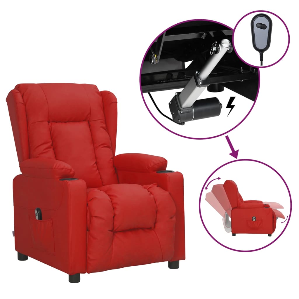vidaXL Relaxsessel Elektrisch Weinrot Kunstleder