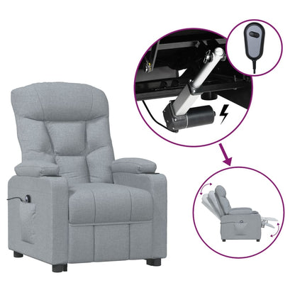 vidaXL Fauteuil relax électrique Gris clair Tissu