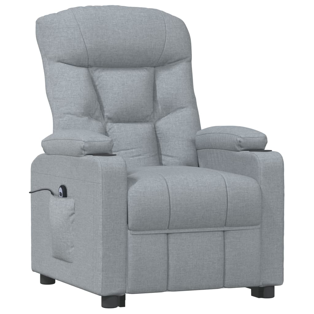 vidaXL Fauteuil relax électrique Gris clair Tissu
