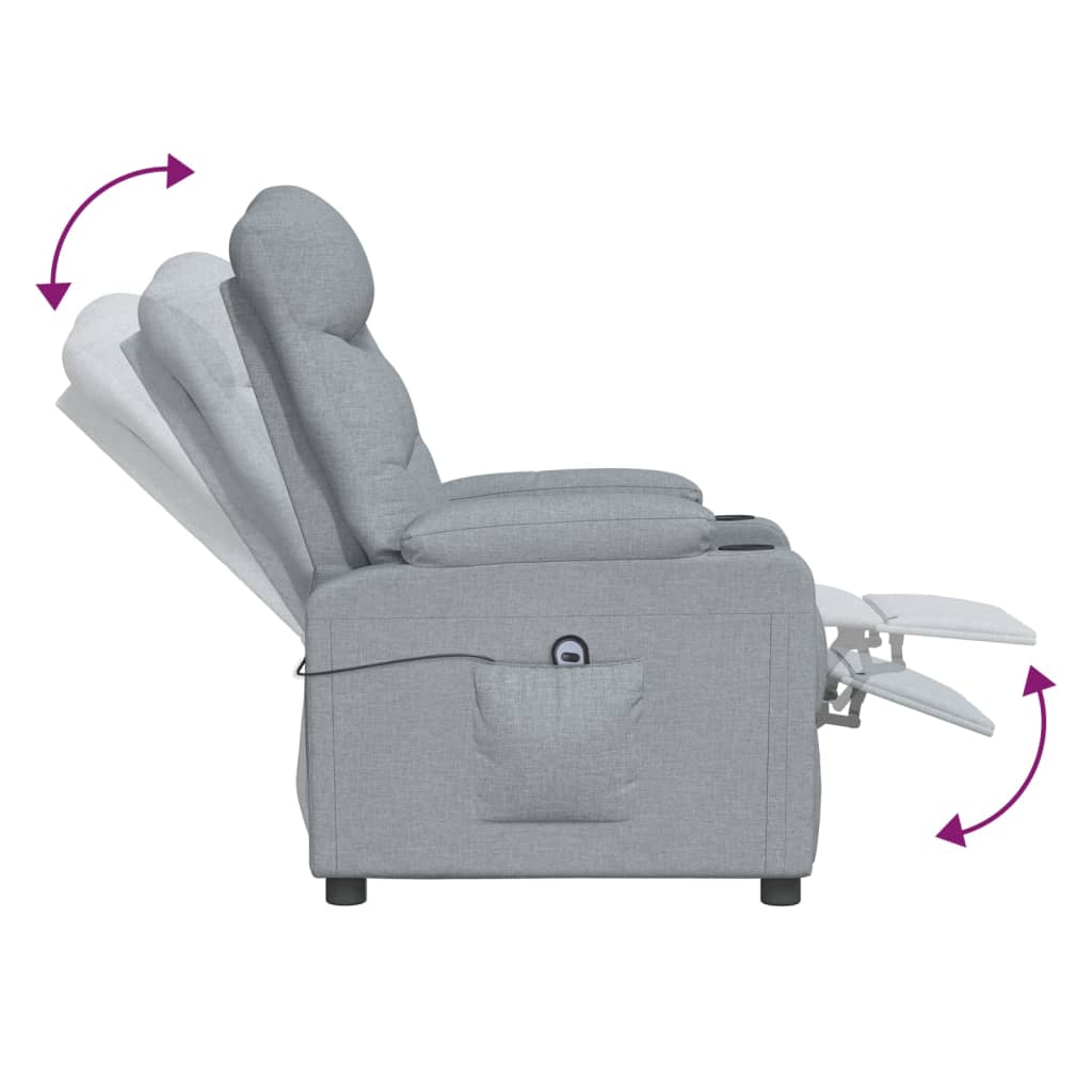 vidaXL Fauteuil relax électrique Gris clair Tissu