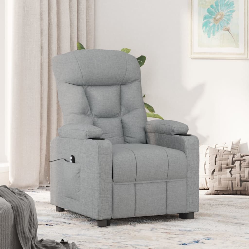vidaXL Fauteuil relax électrique Gris clair Tissu