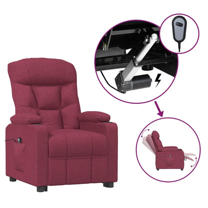 vidaXL Fauteuil relax électrique tissu rouge bordeaux