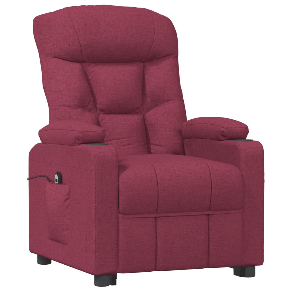 vidaXL Fauteuil relax électrique tissu rouge bordeaux