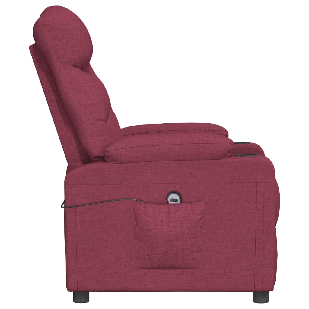 vidaXL Fauteuil relax électrique tissu rouge bordeaux