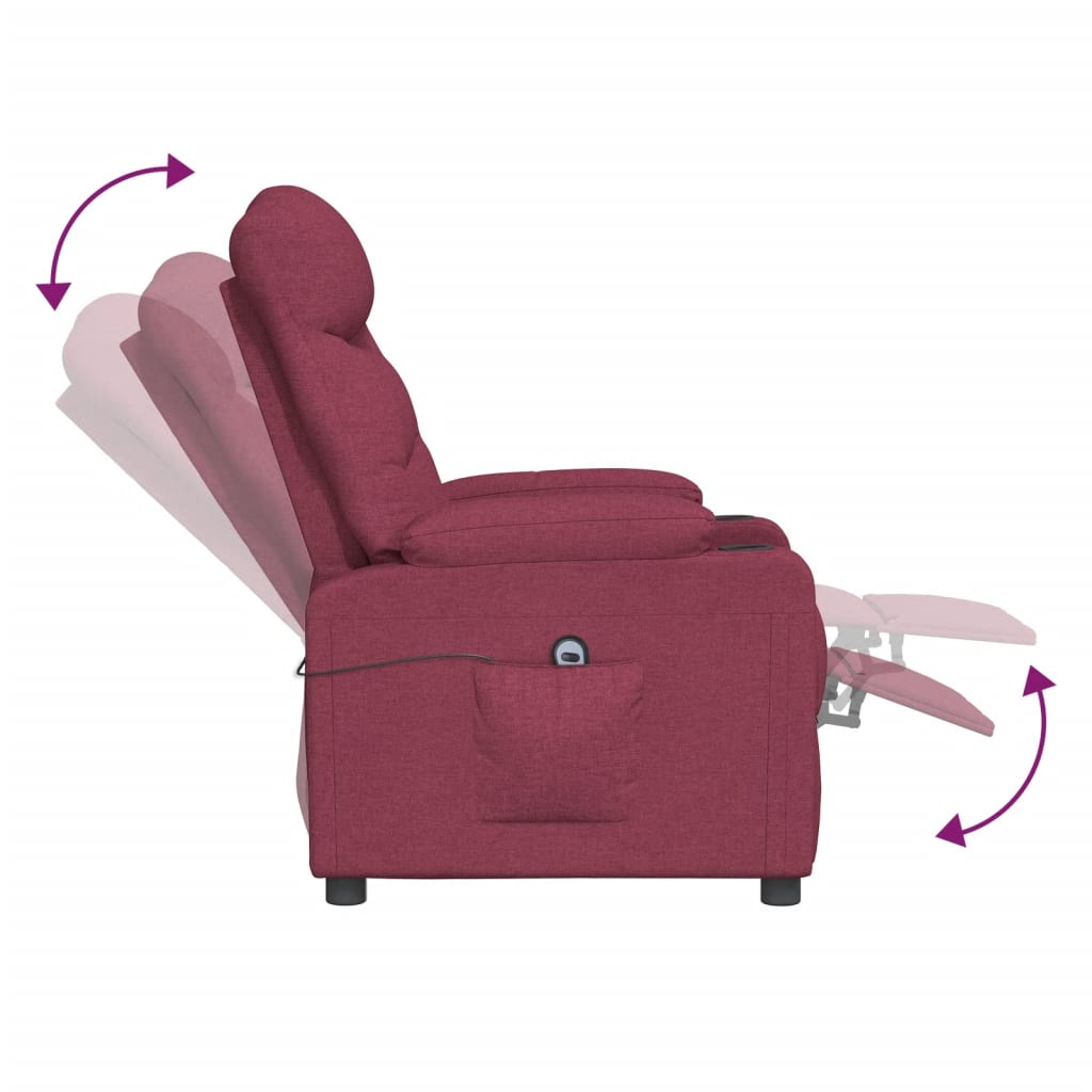 vidaXL Fauteuil relax électrique tissu rouge bordeaux