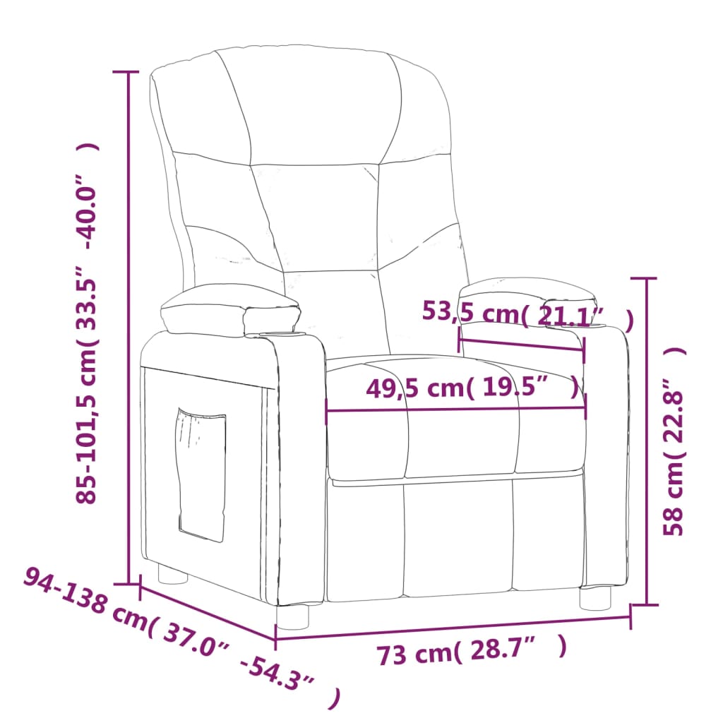 vidaXL Fauteuil de Relaxation Électrique Marron Tissu