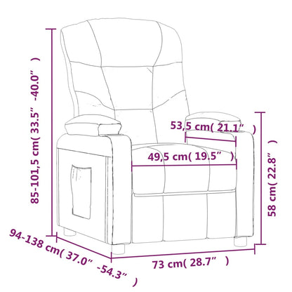 vidaXL Fauteuil de Relaxation Électrique Marron Tissu