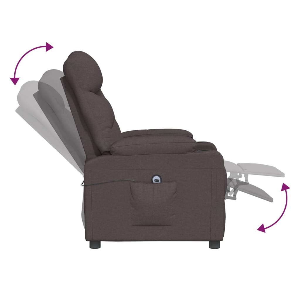 vidaXL Fauteuil relax électrique marron foncé en tissu