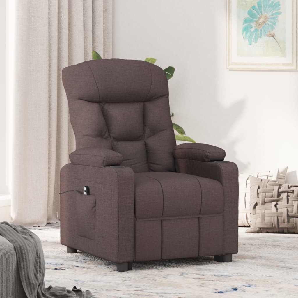 vidaXL Fauteuil relax électrique marron foncé en tissu