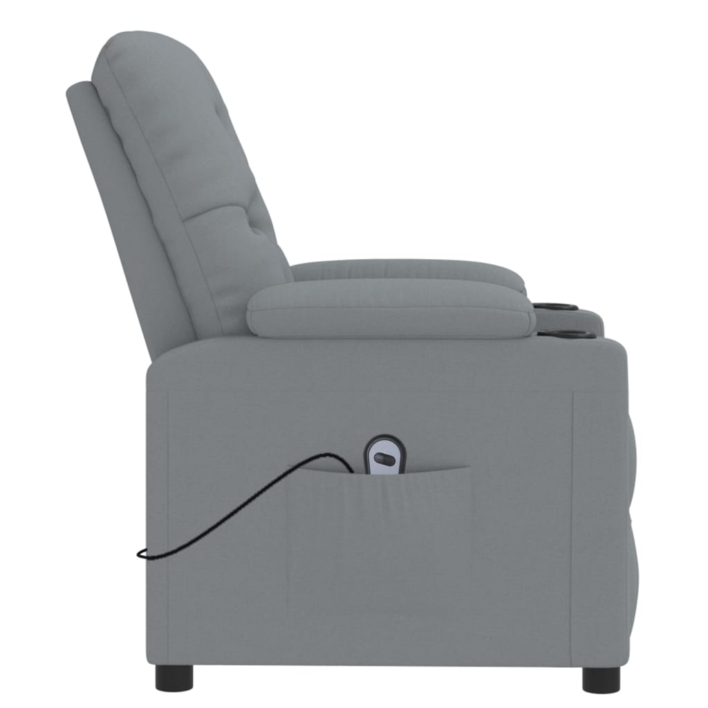 vidaXL Fauteuil relax électrique Gris clair Tissu