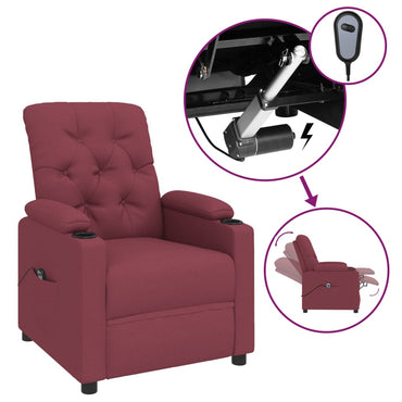 vidaXL Fauteuil relax électrique tissu rouge bordeaux
