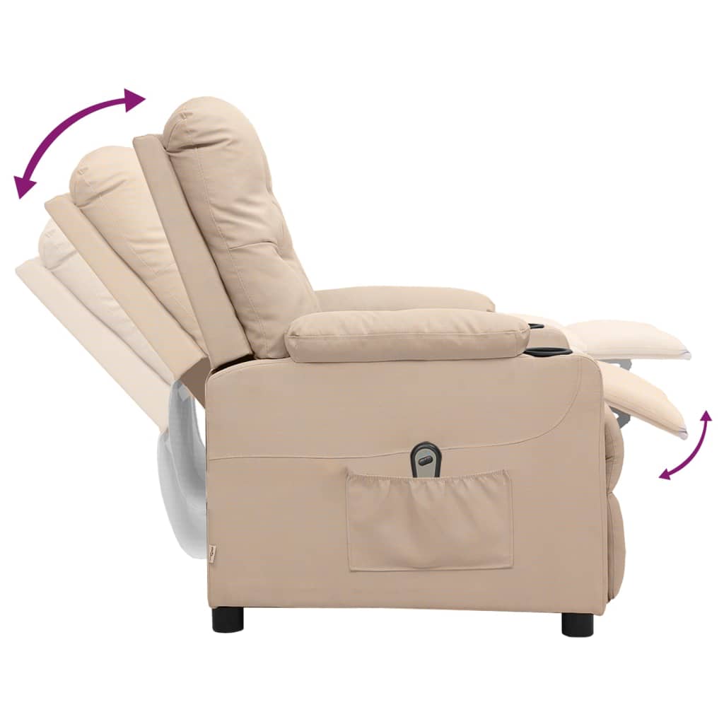 vidaXL Fauteuil de relaxation électrique crème tissu