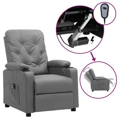 vidaXL Relaxsessel Elektrisch Grau Kunstleder