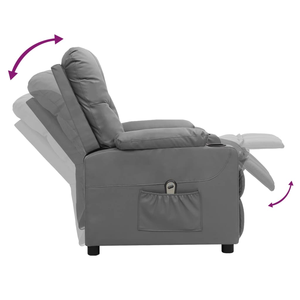 vidaXL Relaxsessel Elektrisch Grau Kunstleder