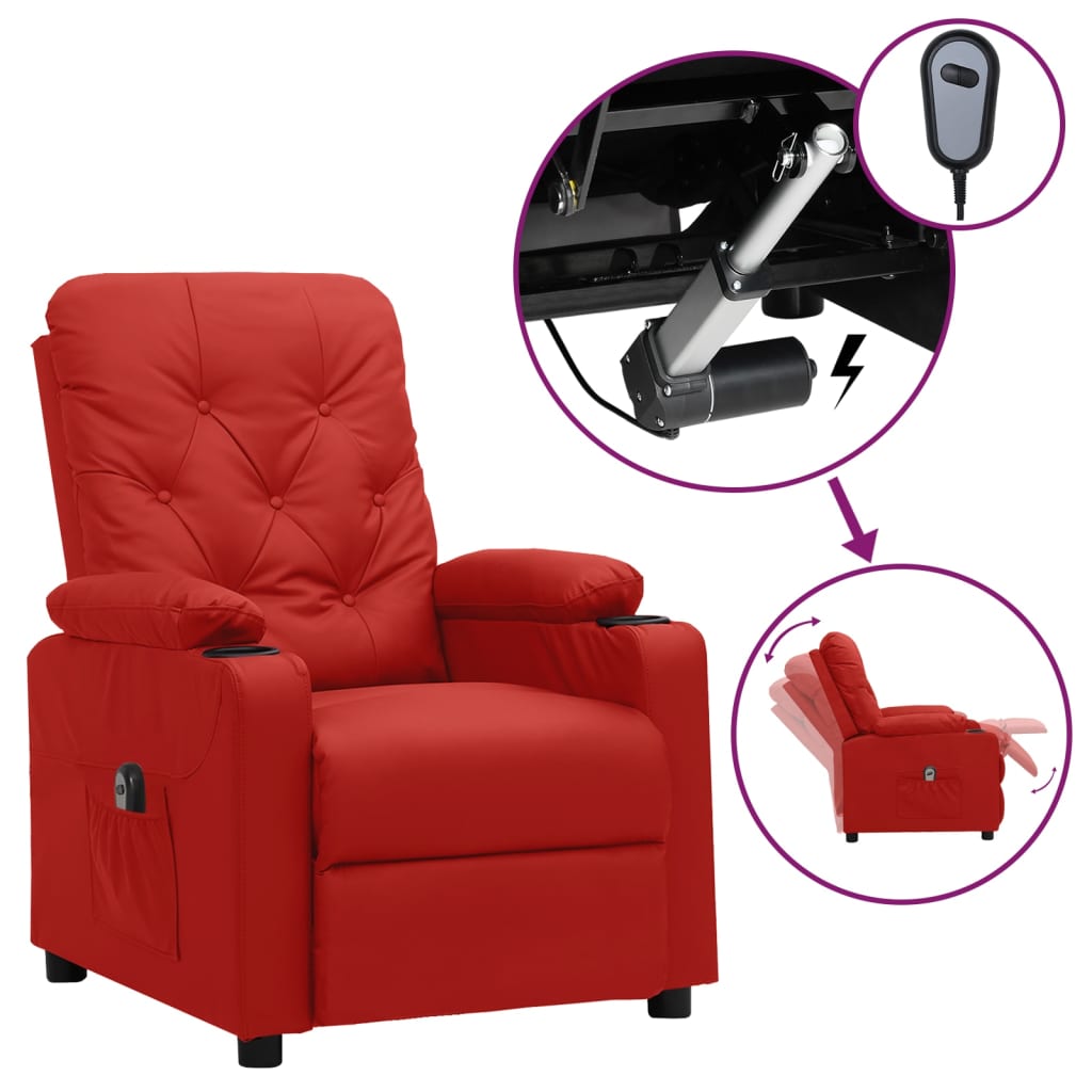 vidaXL Fauteuil de relaxation électrique similicuir rouge bordeaux