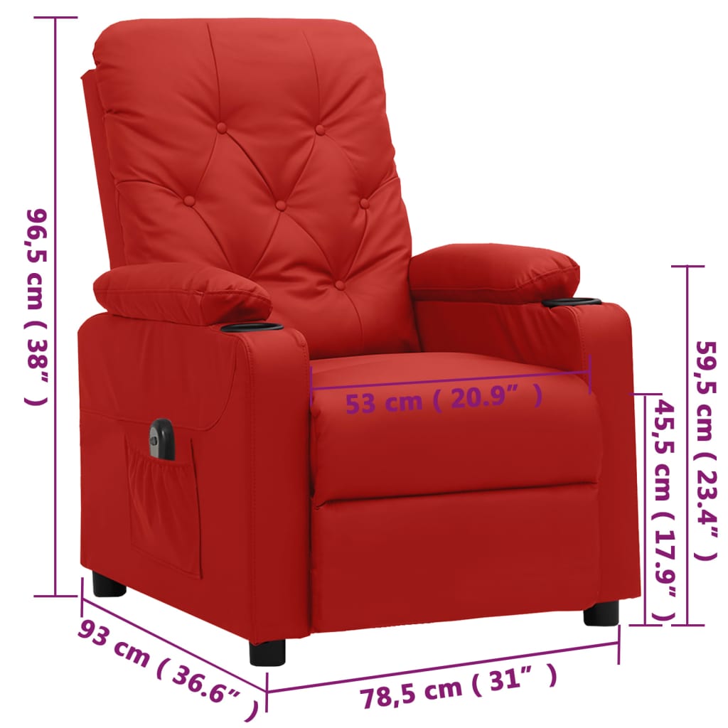 vidaXL Fauteuil de relaxation électrique similicuir rouge bordeaux
