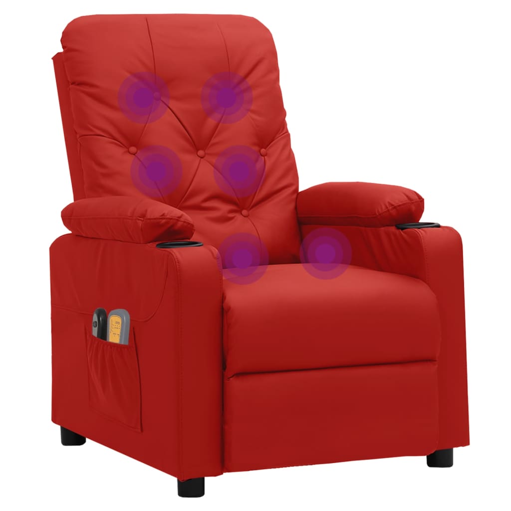 vidaXL Fauteuil de relaxation électrique similicuir rouge bordeaux