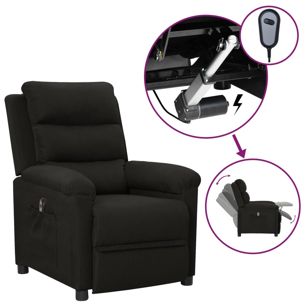 vidaXL Fauteuil relax électrique noir en tissu
