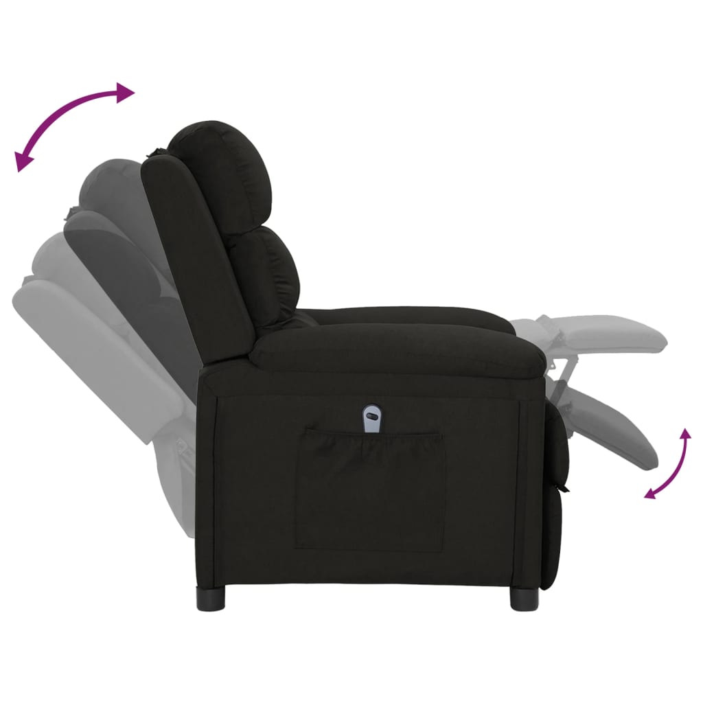 vidaXL Fauteuil relax électrique noir en tissu
