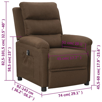 vidaXL Fauteuil de Relaxation Électrique Marron Tissu