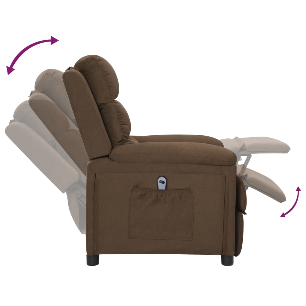 vidaXL Fauteuil de Relaxation Électrique Marron Tissu