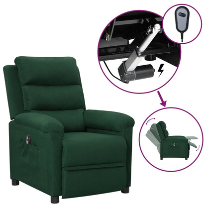 vidaXL Fauteuil relax électrique Vert foncé Tissu