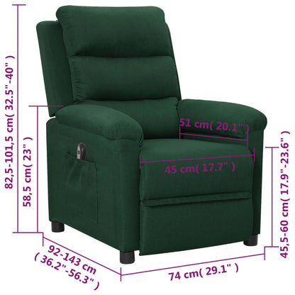 vidaXL Fauteuil relax électrique Vert foncé Tissu