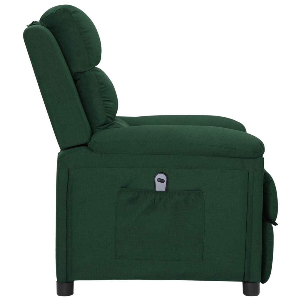 vidaXL Fauteuil relax électrique Vert foncé Tissu
