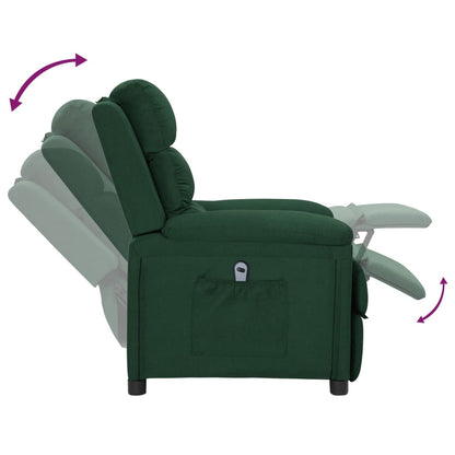 vidaXL Fauteuil relax électrique Vert foncé Tissu