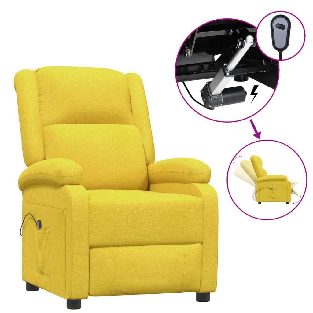 vidaXL Fauteuil de relaxation électrique jaune en tissu