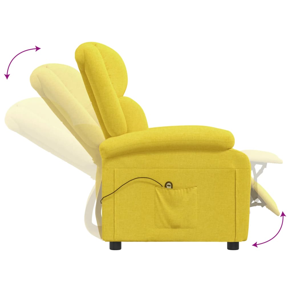 vidaXL Fauteuil de relaxation électrique jaune en tissu