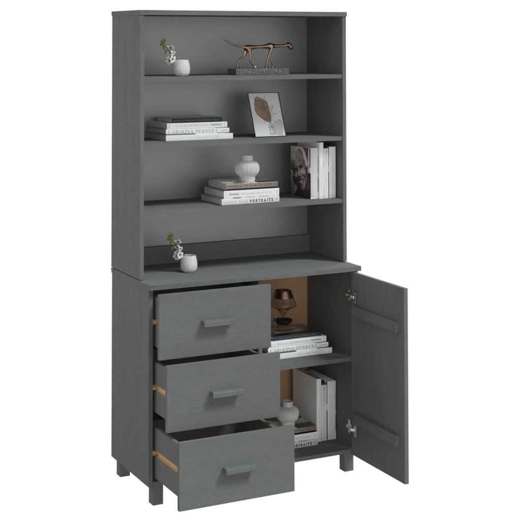 vidaXL Buffet haut HAMAR Pin massif Gris foncé