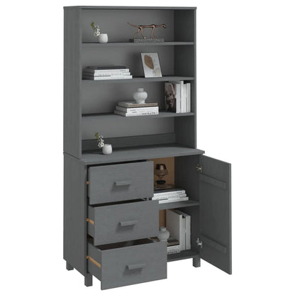vidaXL Buffet haut HAMAR Pin massif Gris foncé
