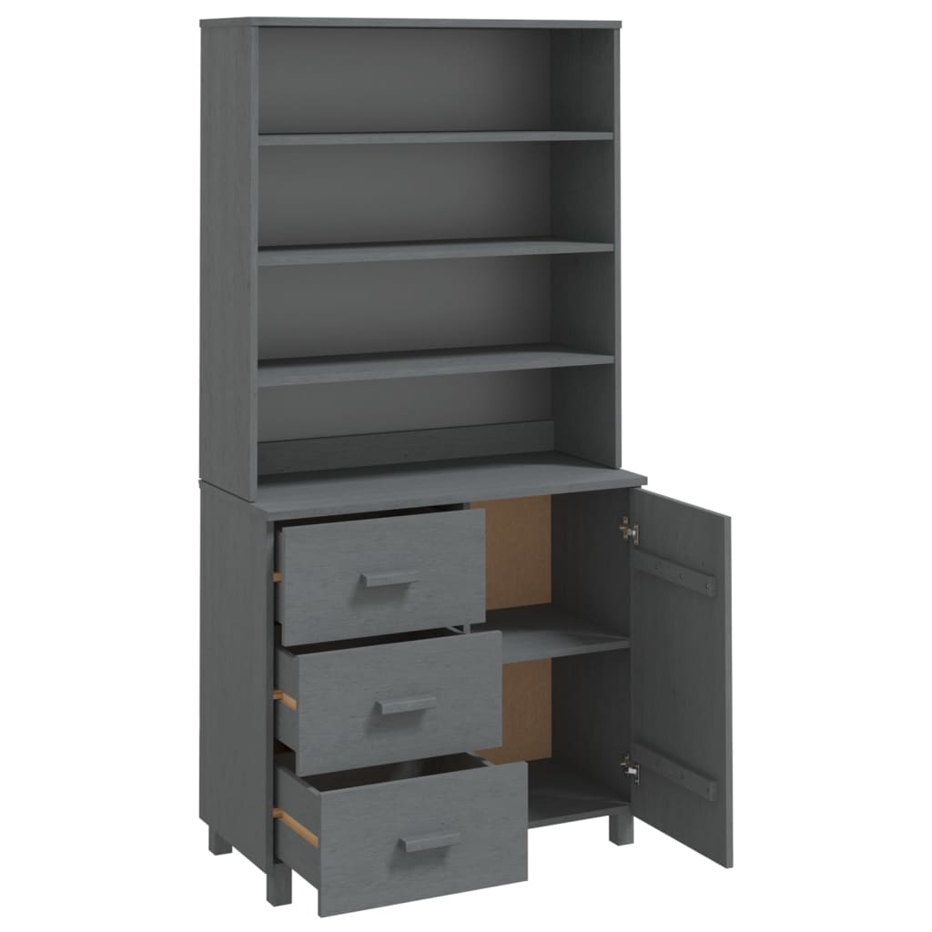 vidaXL Buffet haut HAMAR Pin massif Gris foncé