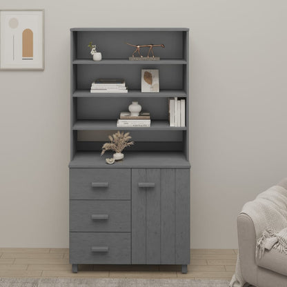 vidaXL Buffet haut HAMAR Pin massif Gris foncé