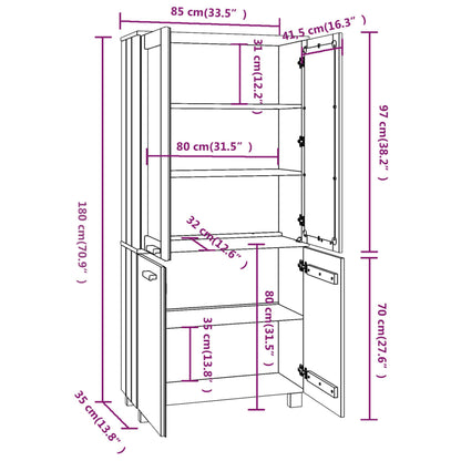 vidaXL Highboard HAMAR Pin massif marron miel
