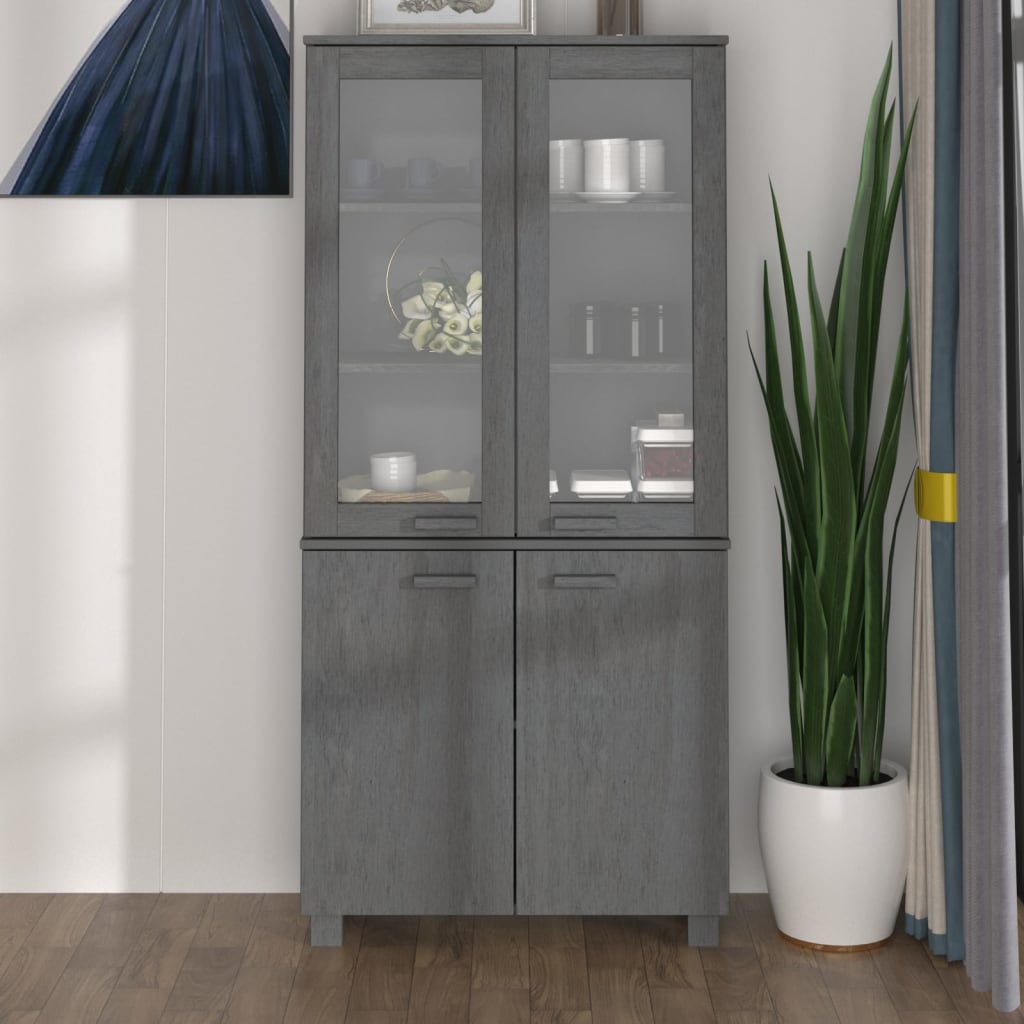 vidaXL Buffet haut HAMAR Pin massif Gris foncé