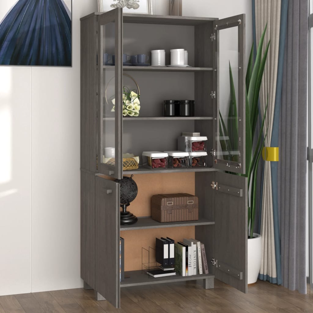 vidaXL Bahut haut HAMAR en pin massif gris clair