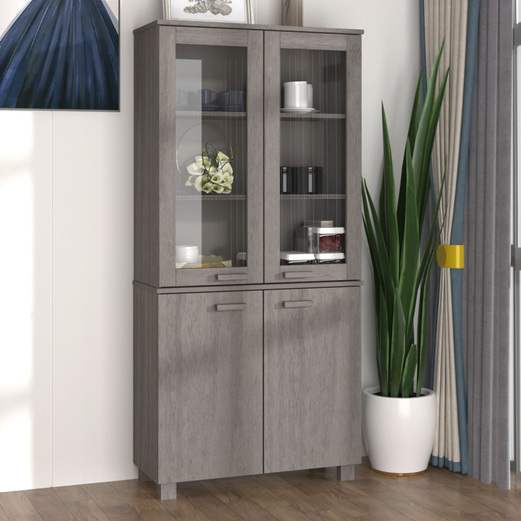 vidaXL Bahut haut HAMAR en pin massif gris clair