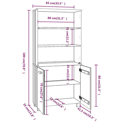 vidaXL Highboard HAMAR Pin massif marron miel