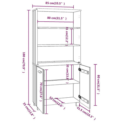 vidaXL Highboard HAMAR Massivholz Kiefer Dunkelgrau