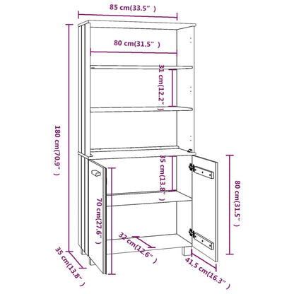 vidaXL Highboard HAMAR Massivholz Kiefer Hellgrau