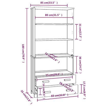 vidaXL Highboard HAMAR Massivholz Kiefer Honigbraun